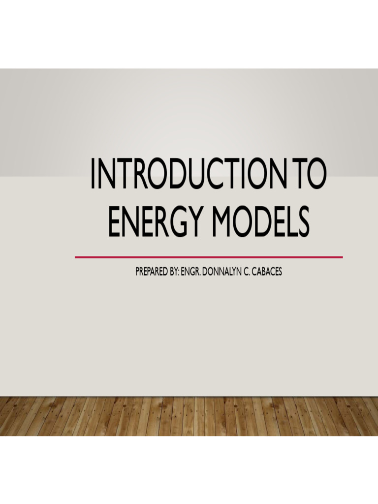 Introduction To Energy Models | PDF