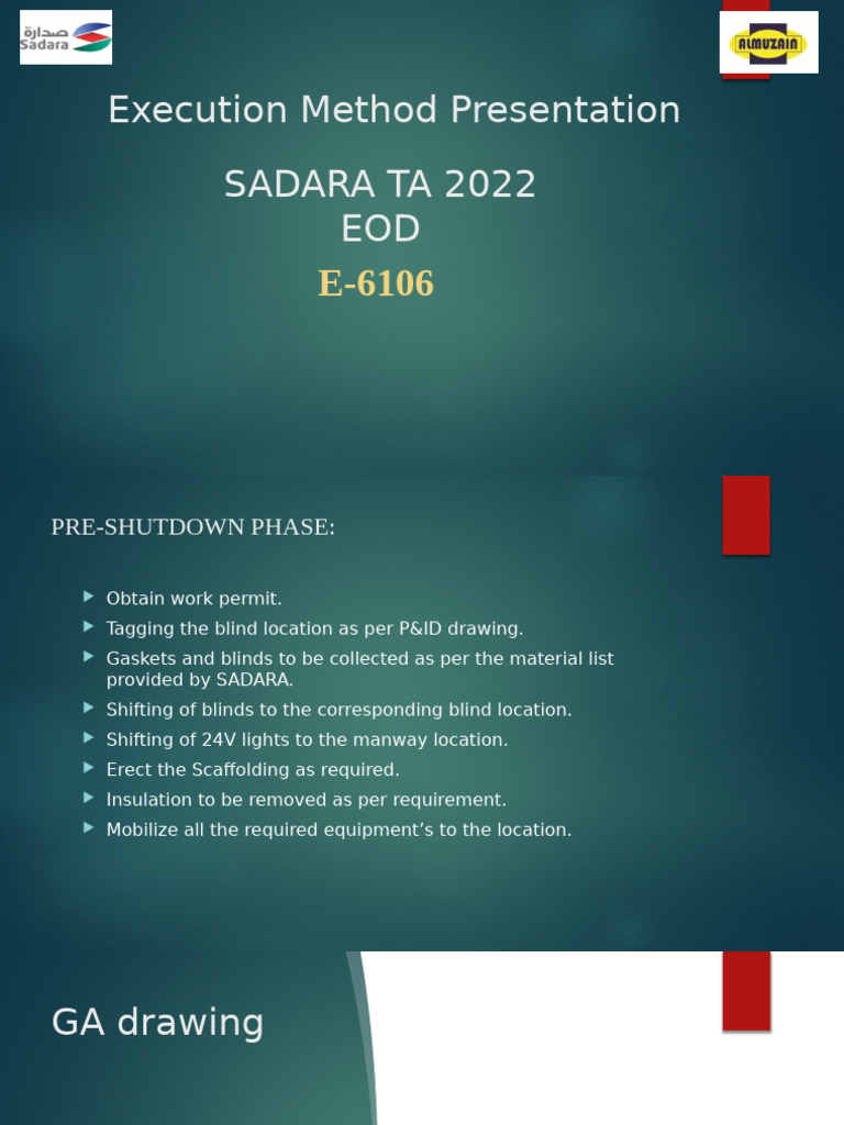 Sadara Ta 2022 EOD Execution Method Presentation | PDF | Pipe (Fluid ...