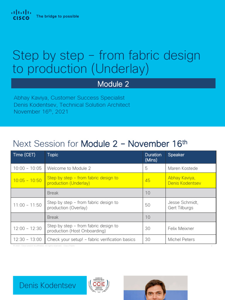 M201 - 01 - Cisco SDA Module 2 - Step by Step - From Fabric Design To ...
