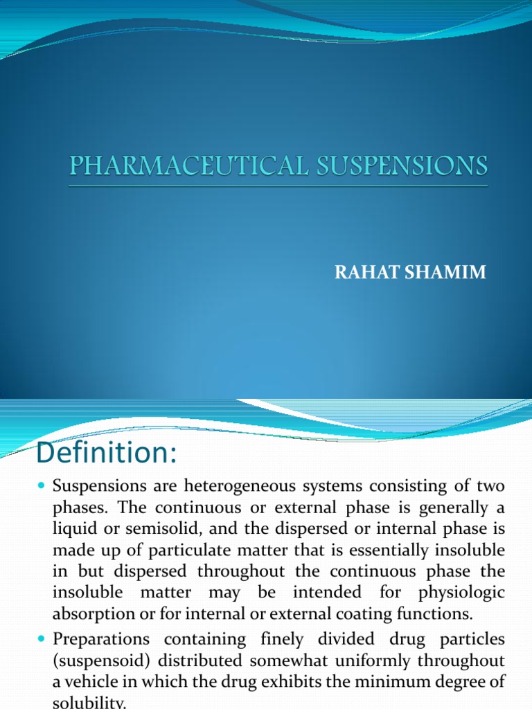 Pharmaceutical Suspensions Emulsion Colloid