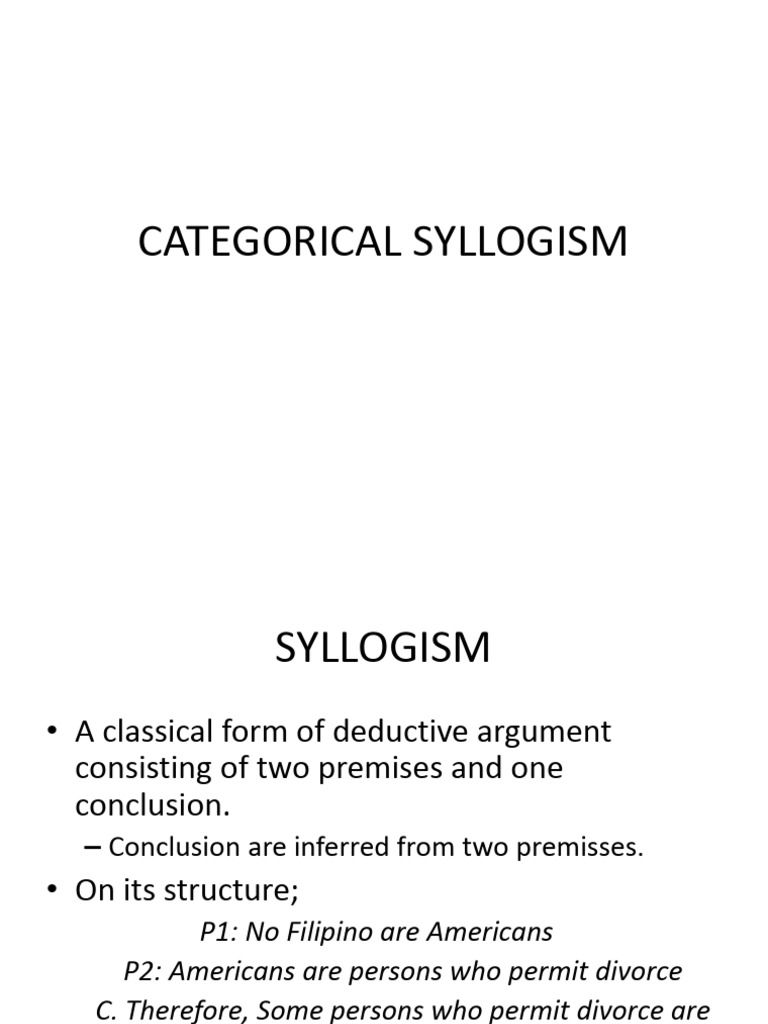 Categorical syllogism form structure and rules 1 pdf