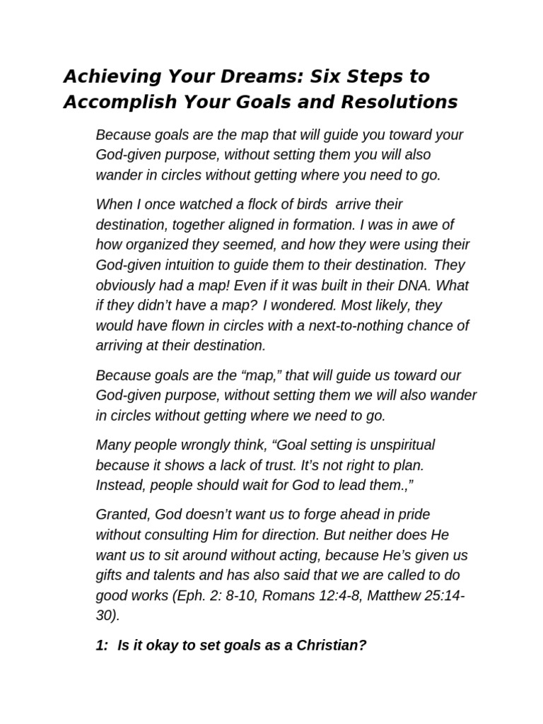 Achieving Your Dreams PDF