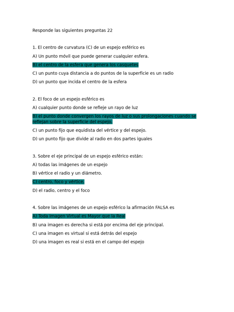 Responde Las Siguientes Preguntas 22 | PDF