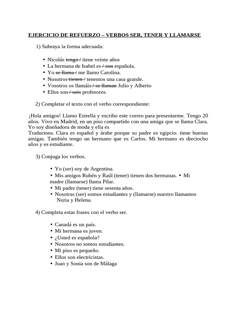 Ser Tener Llamarse | PDF