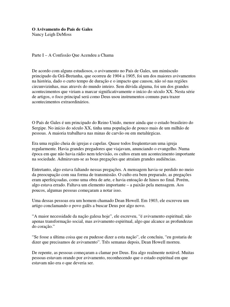 O Avivamento Do País de Galês PDF Pastor País de Gales