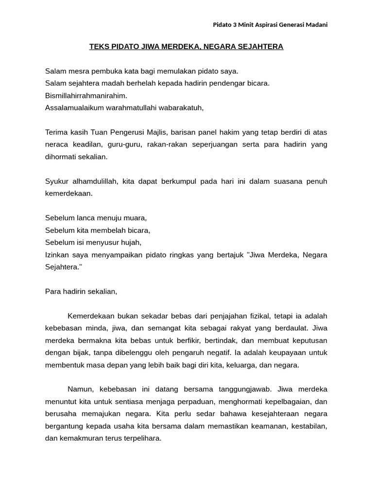 Jiwa Merdeka, Negara Sejahtera | PDF