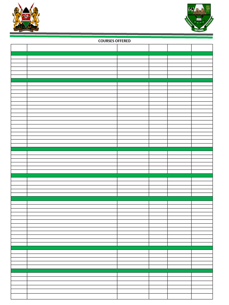 Course List The Bungoma National Polytechnic Pdf