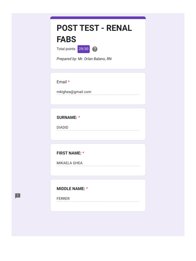 Post Test - Renal Fabs | PDF