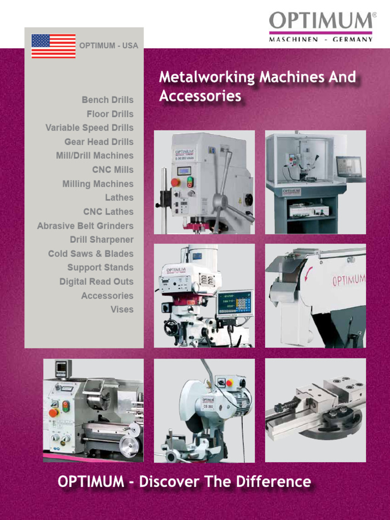 Optimum Metalworking Machines Overview | PDF | Drill | Belt (Mechanical)