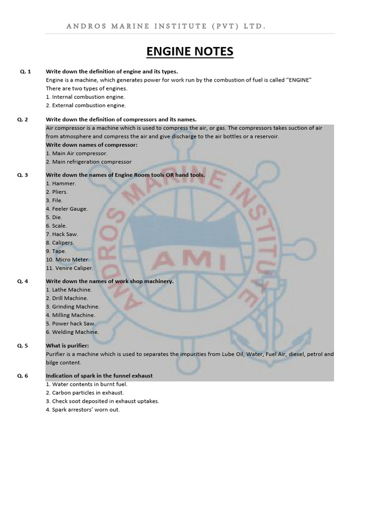 Marine Engine and Equipment Overview | PDF | Boiler | Engines