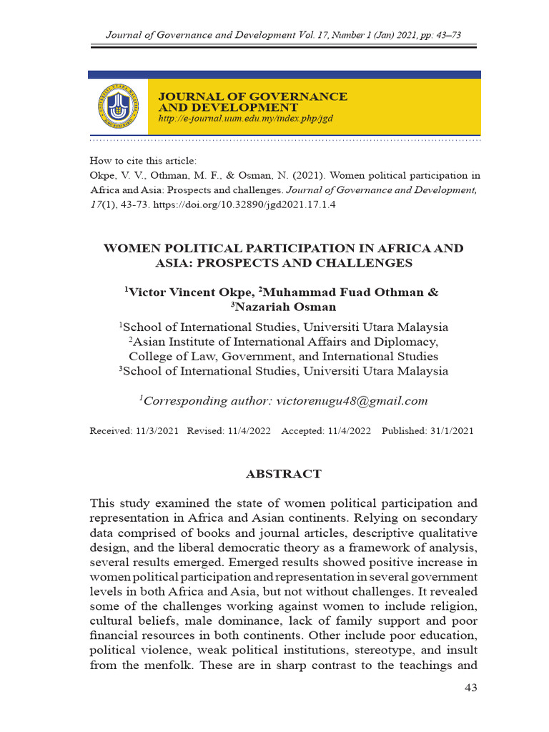 Victorvincantokpe-Women Political Participation in Africa and Asia ...