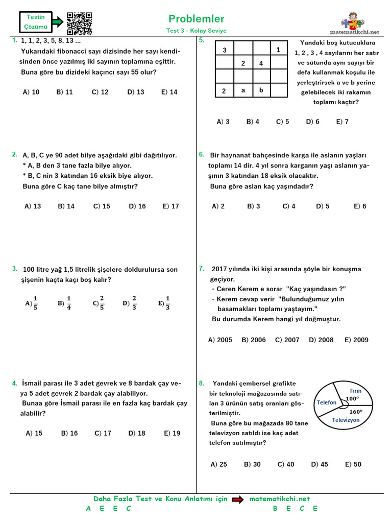 Problemler Test 3 K | PDF