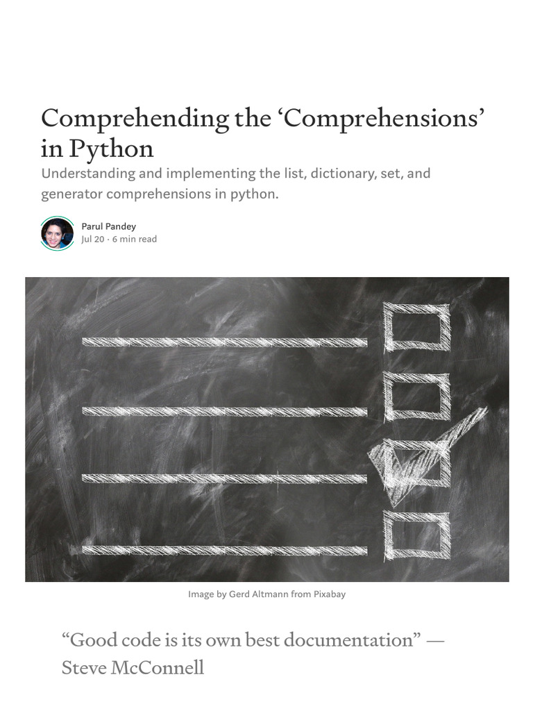 Comprehending The Comprehensions' in Python - Towards Data Science | PDF