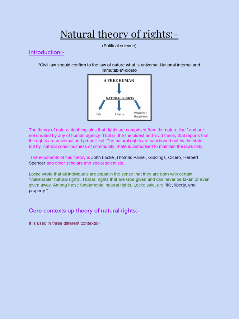Locke's Theory of Natural Rights Explained | PDF