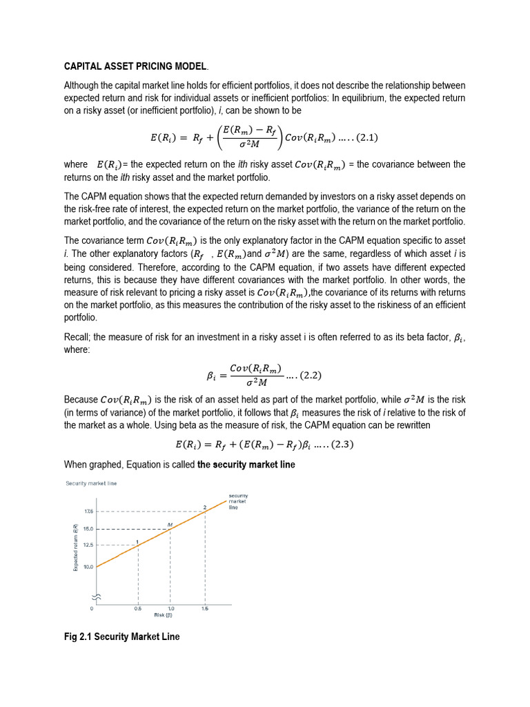 Market Equilibrium Capm and Others | PDF | Capital Asset Pricing Model ...