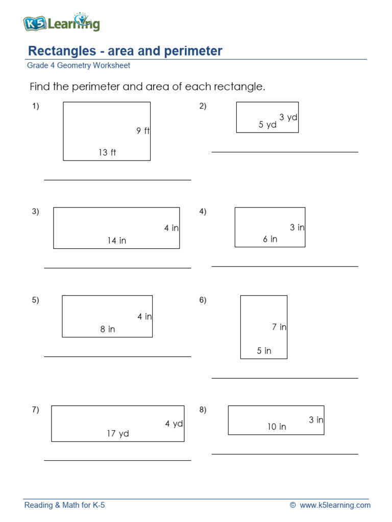 Grade 4 Geometry Rectangles Area Perimeter C | PDF