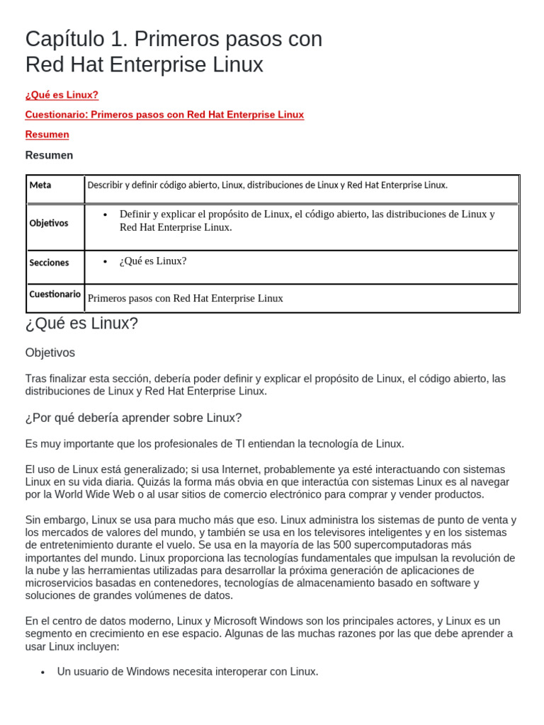 Capítulo 1. Primeros Pasos Con Red Hat Enterprise Linux | PDF