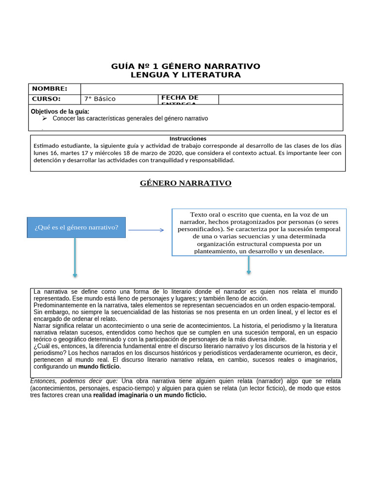 7°básico - Textos Narrativos 1 | PDF