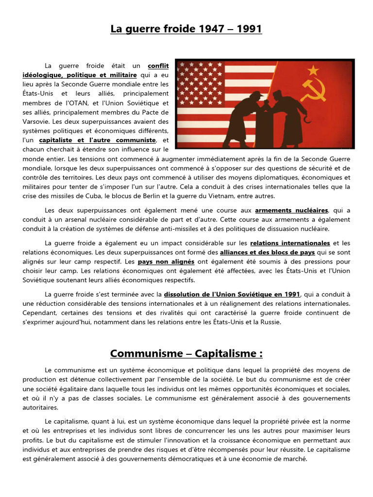 Fiche de Revision Guerre Froide CV | PDF