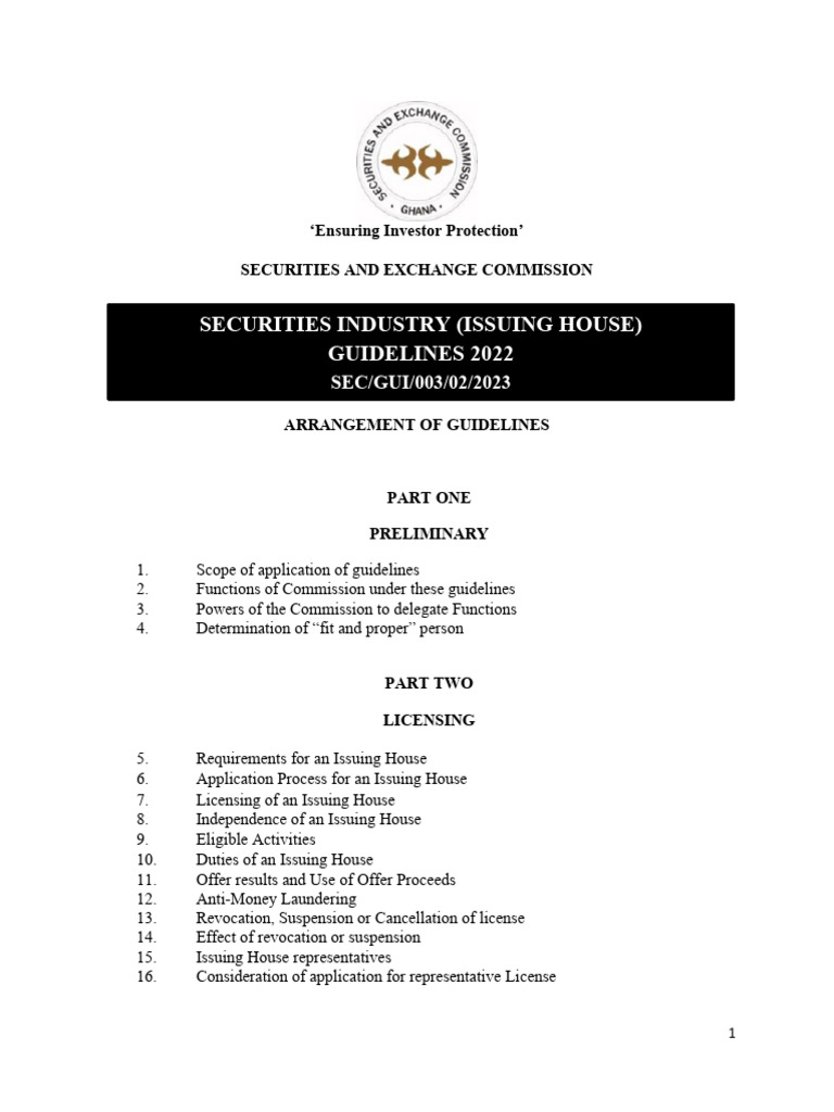Issuing House Guidelines | PDF