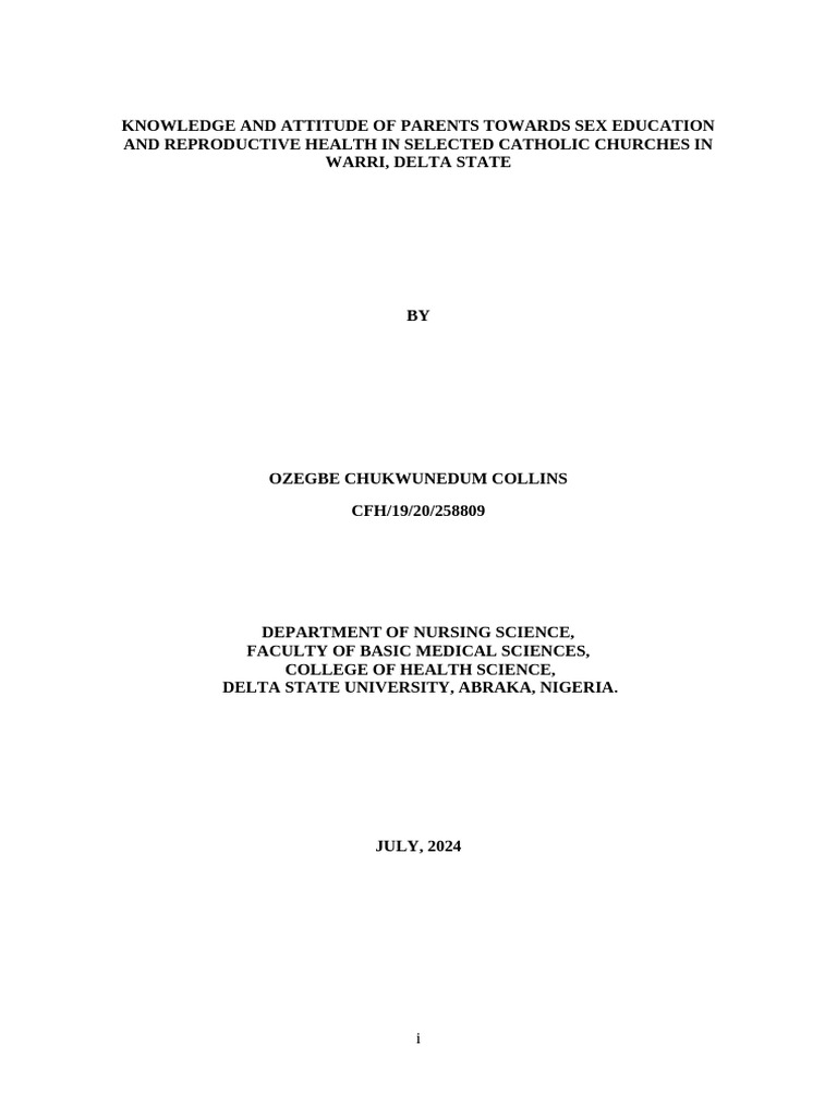 Knowledge and Attitude of Parents Towards Sex Education and ...