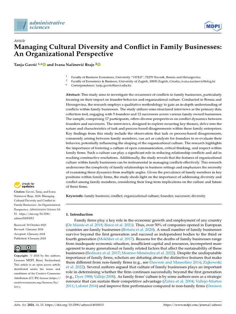 Managing Cultural Diversity and Conflict in Family Businesses | PDF