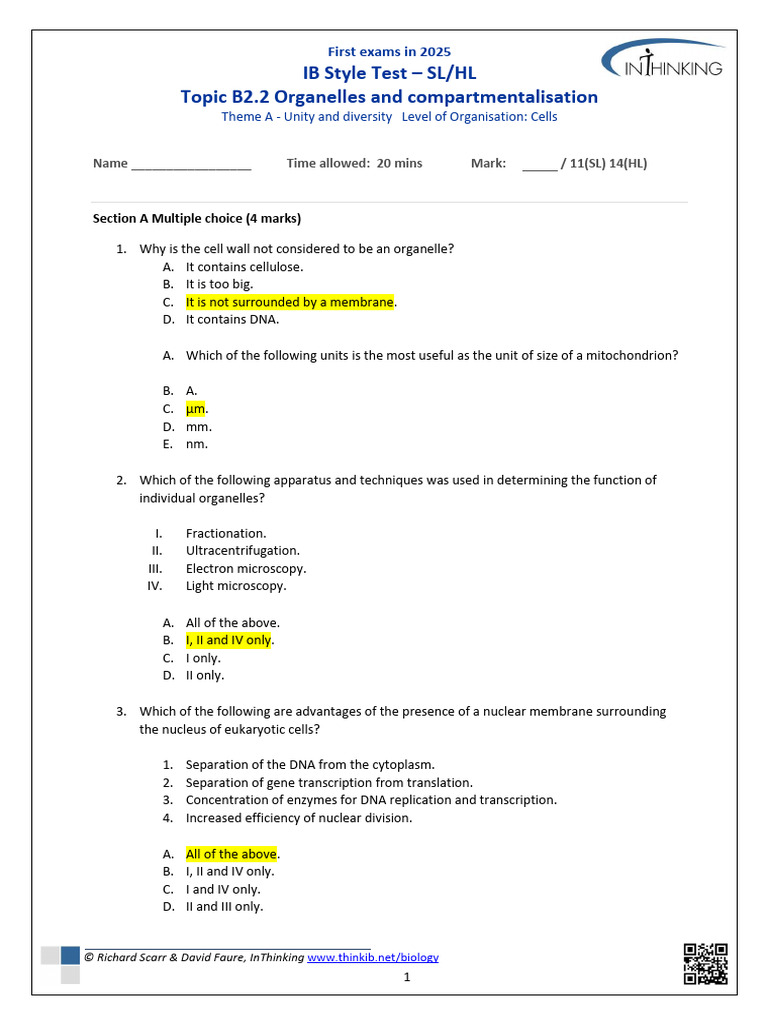 B 2 2 2025 Topic Test Ms v2 | PDF