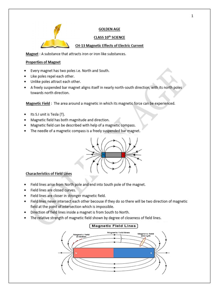 CH-13 Magnetic Effects of Electric Current | PDF | Electromagnetic ...