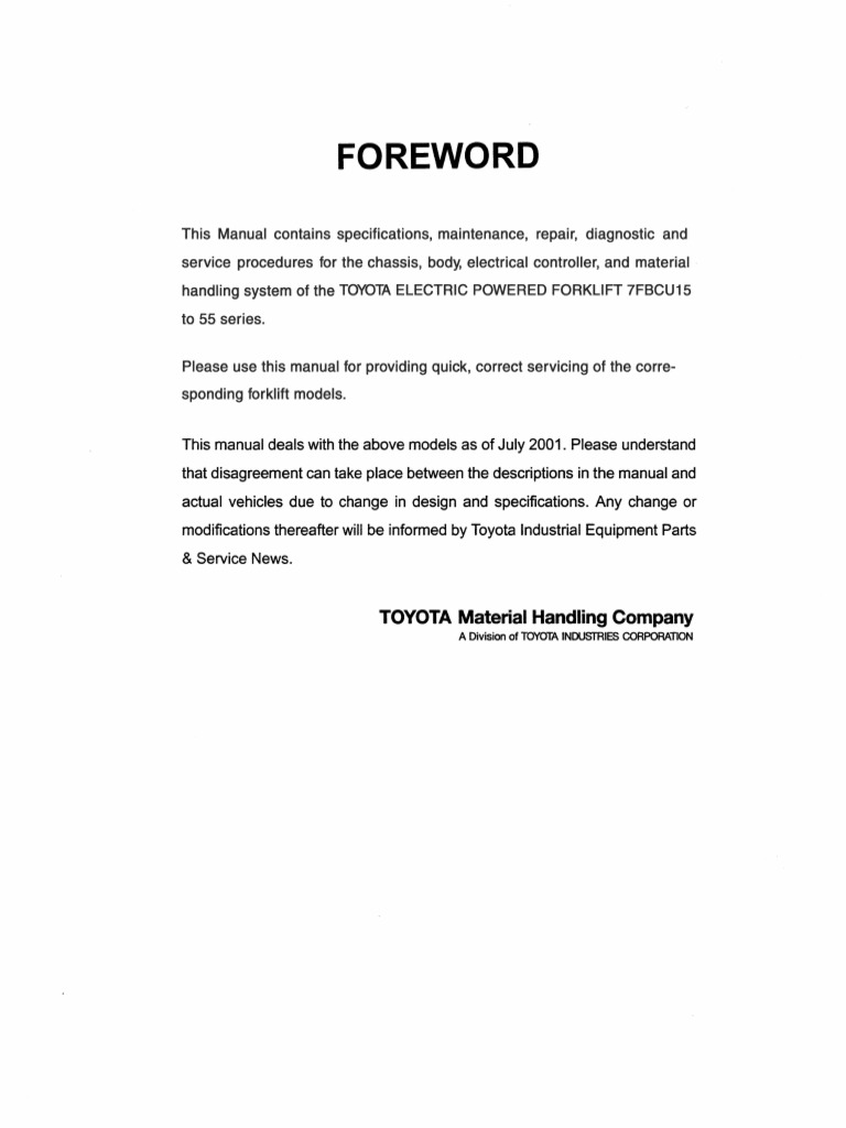 TOYOTA ELECTRIC FORKLIFT SERVICE MANUAL PDF intelligence overview
