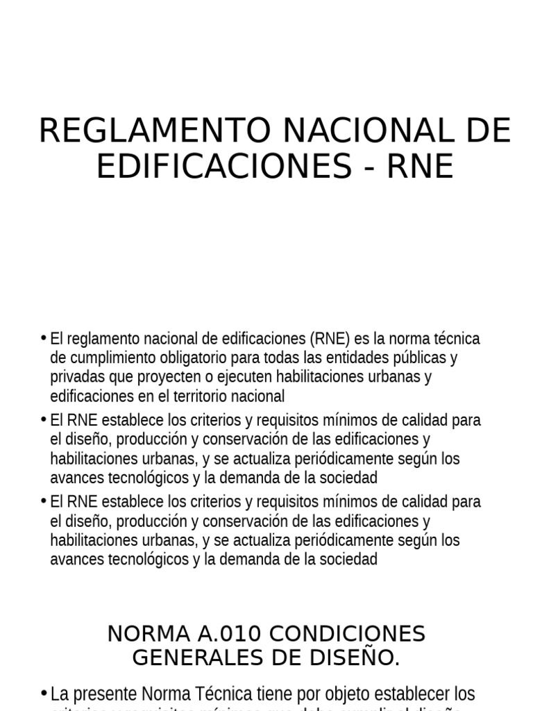 Reglamento Nacional de Edificaciones - Rne | PDF