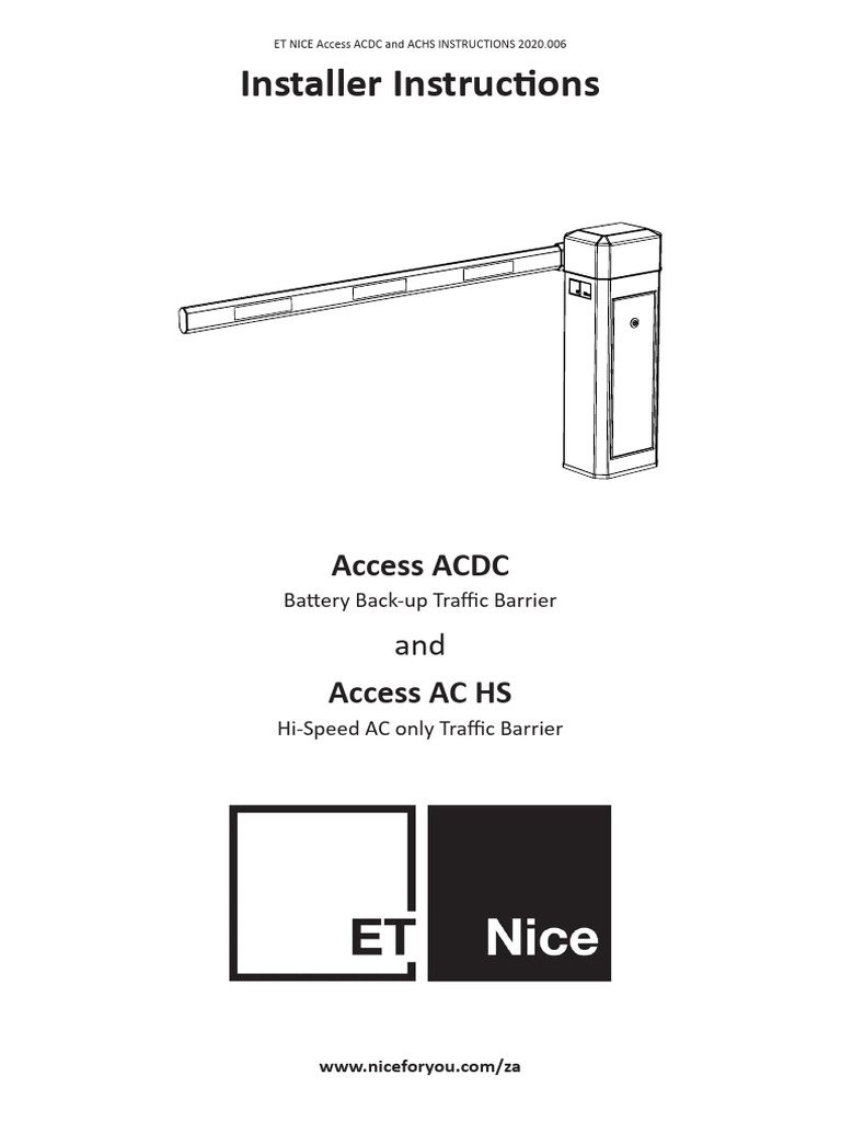 Access AC and Access ACDC barrier instructions 2020.006 | PDF