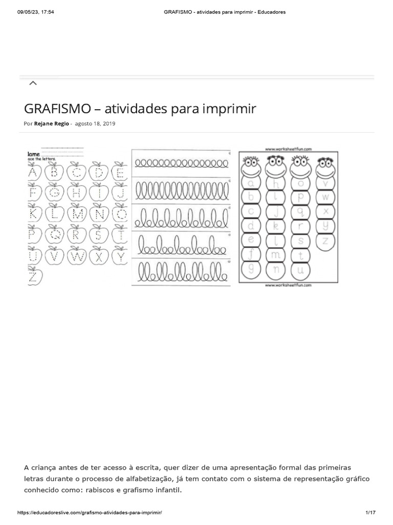 GRAFISMO - Atividades para Imprimir - Educadores | PDF