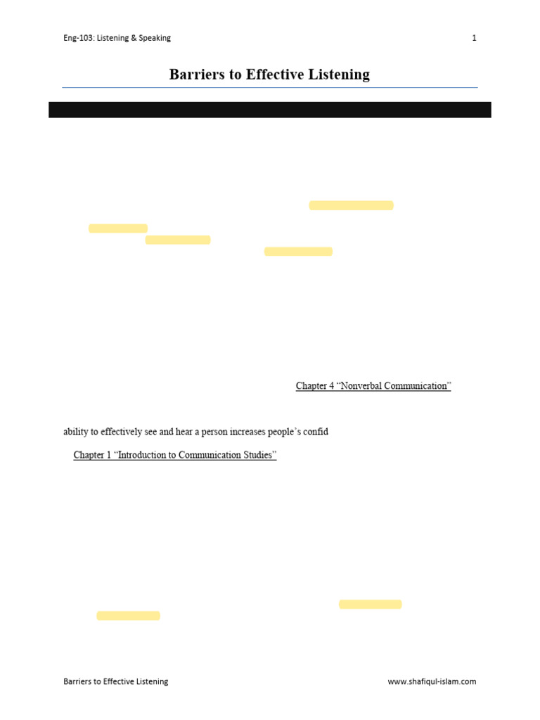 Barriers To Effective Listening | PDF