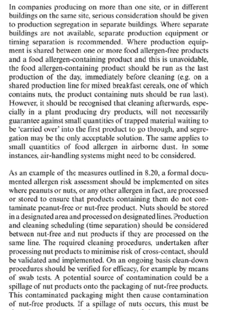 Prevention Allergenic Cross-Contamination | PDF