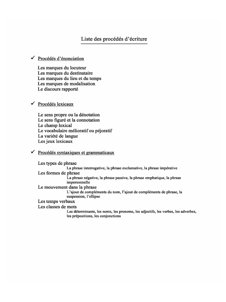 Les Procédés D Écriture | PDF