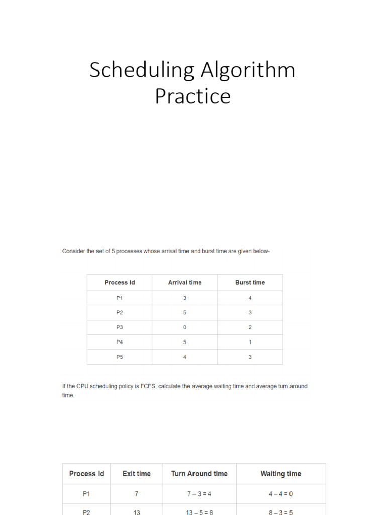 Scheduling Algorithm Practice | PDF