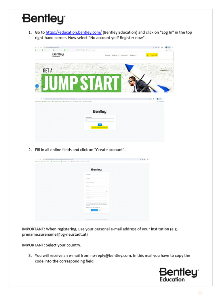 Bentley MicroStation Student Registration Guide | PDF | Computers