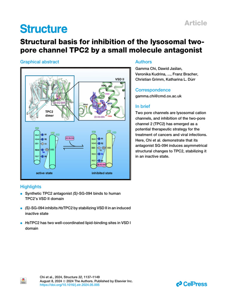 Structural Basis For Inhibition of The Lysosomal T | PDF
