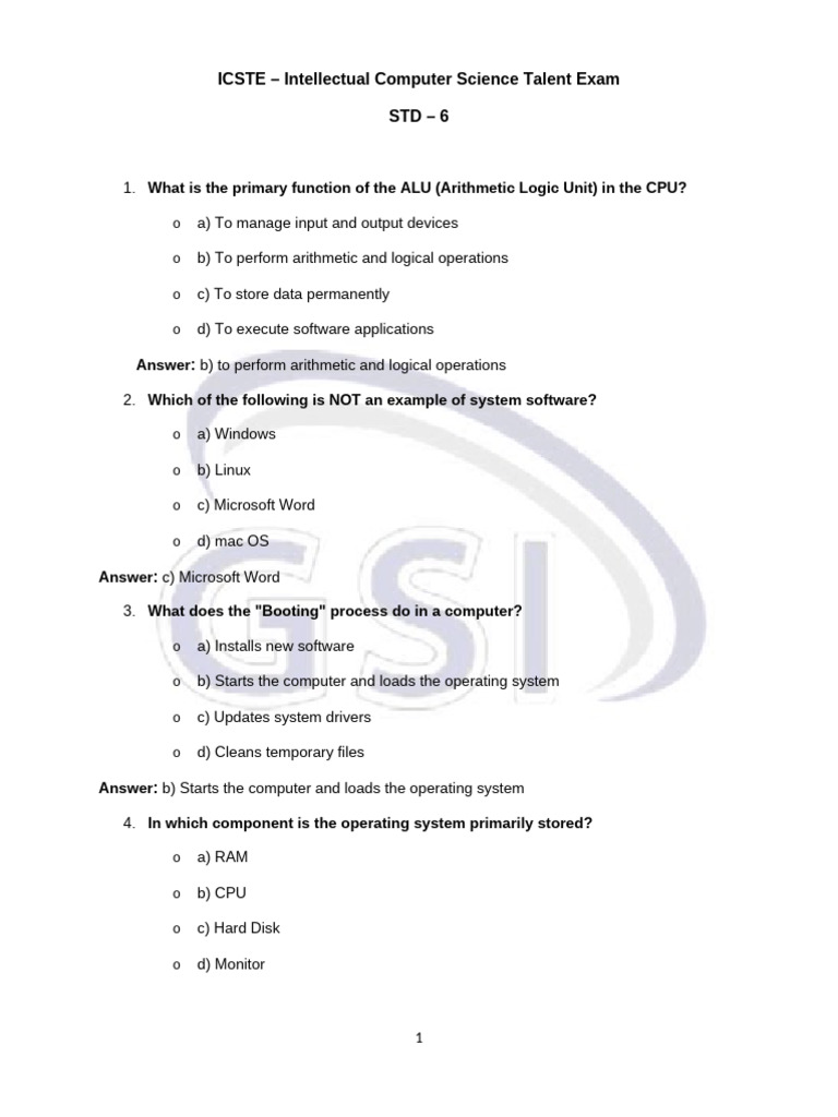 ICSTE Exam: Computer Science Basics | PDF | World Wide Web | Internet & Web