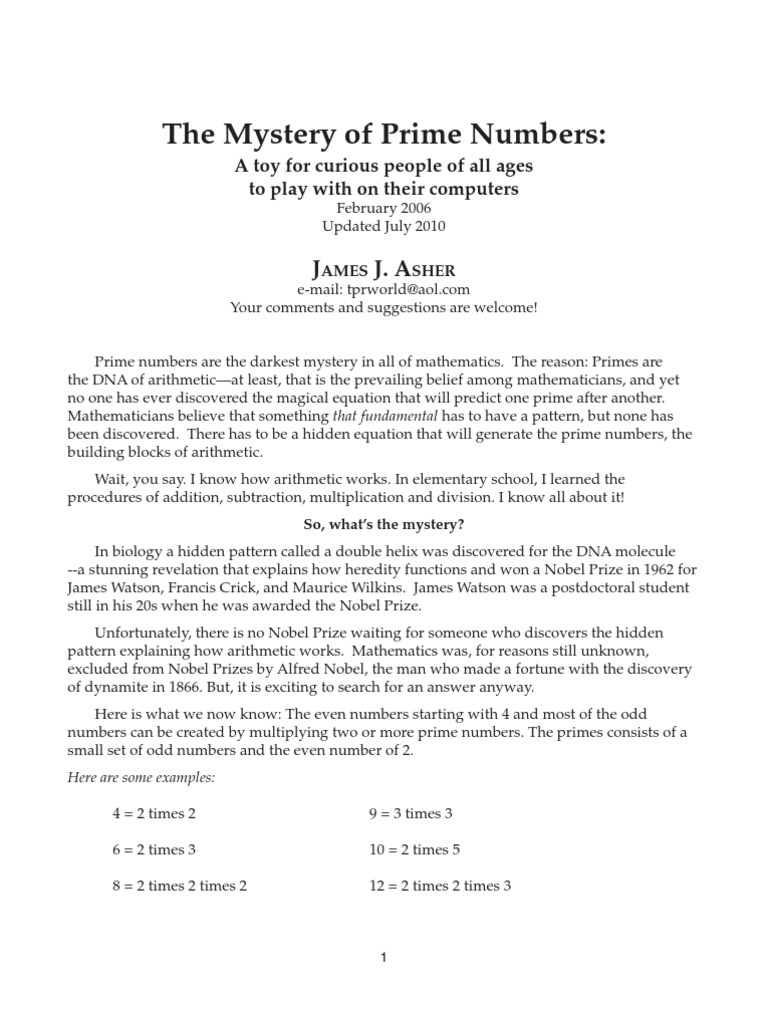 The Mystery of Prime Numbers | PDF | Prime Number | James Watson