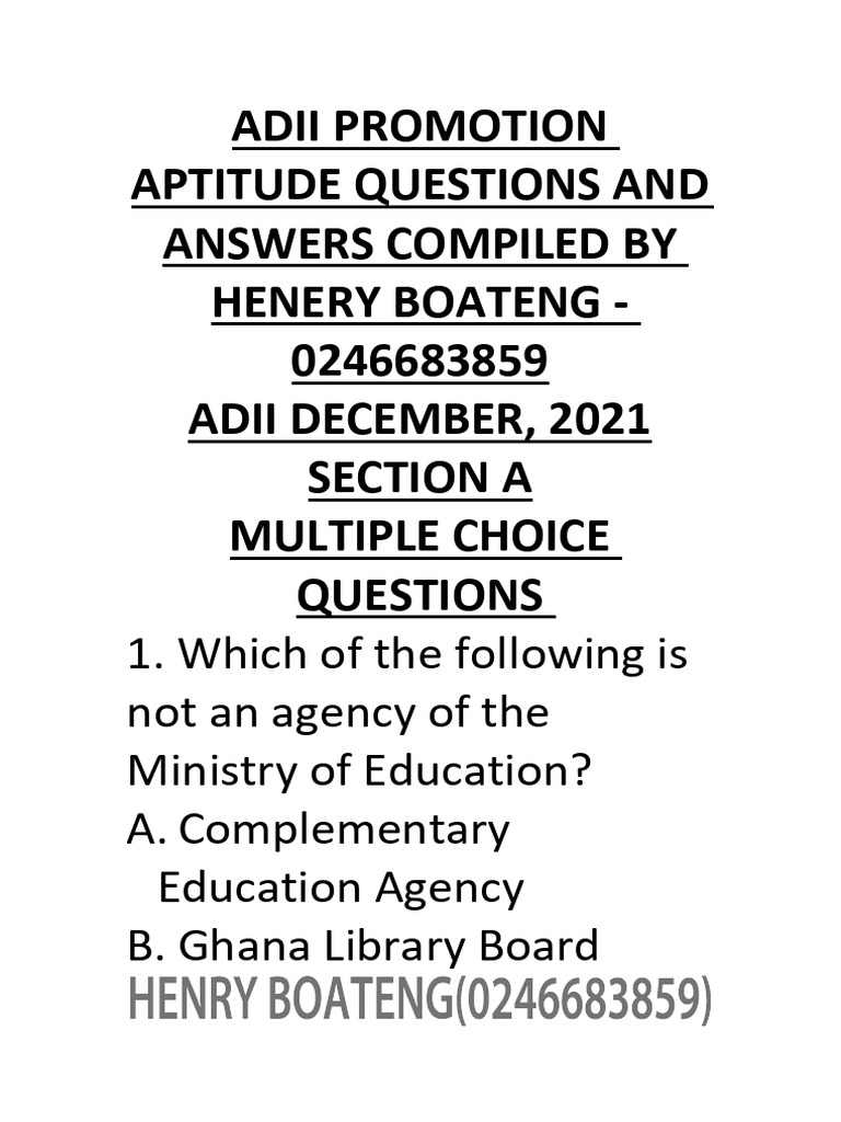 Adii Dec 2021 Promotion Aptitude Questions and Answers-1 | PDF