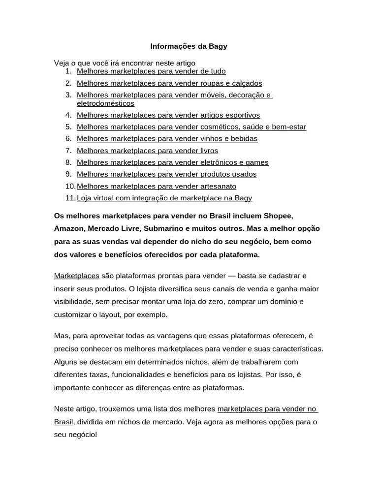 Informações Da Bagy | PDF