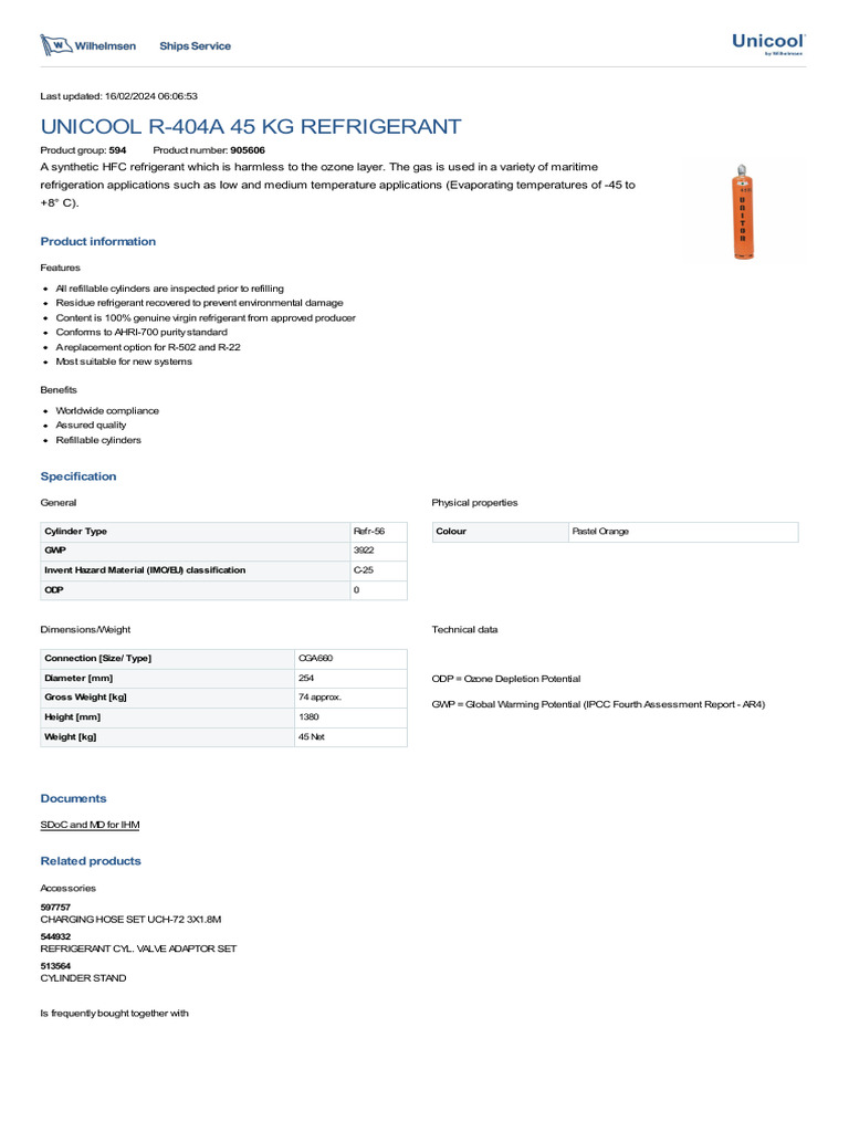 Unicool R-404A Refrigerant Overview | PDF | Science & Mathematics
