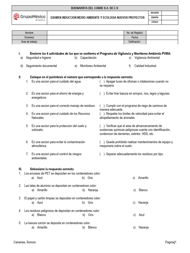 Examen Induccion Pdf