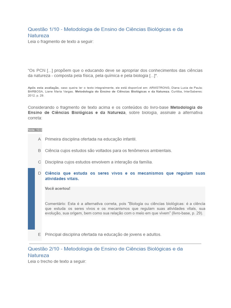 Metodologia do Ensino de Ciências Naturais | PDF | Science | Aprendizado