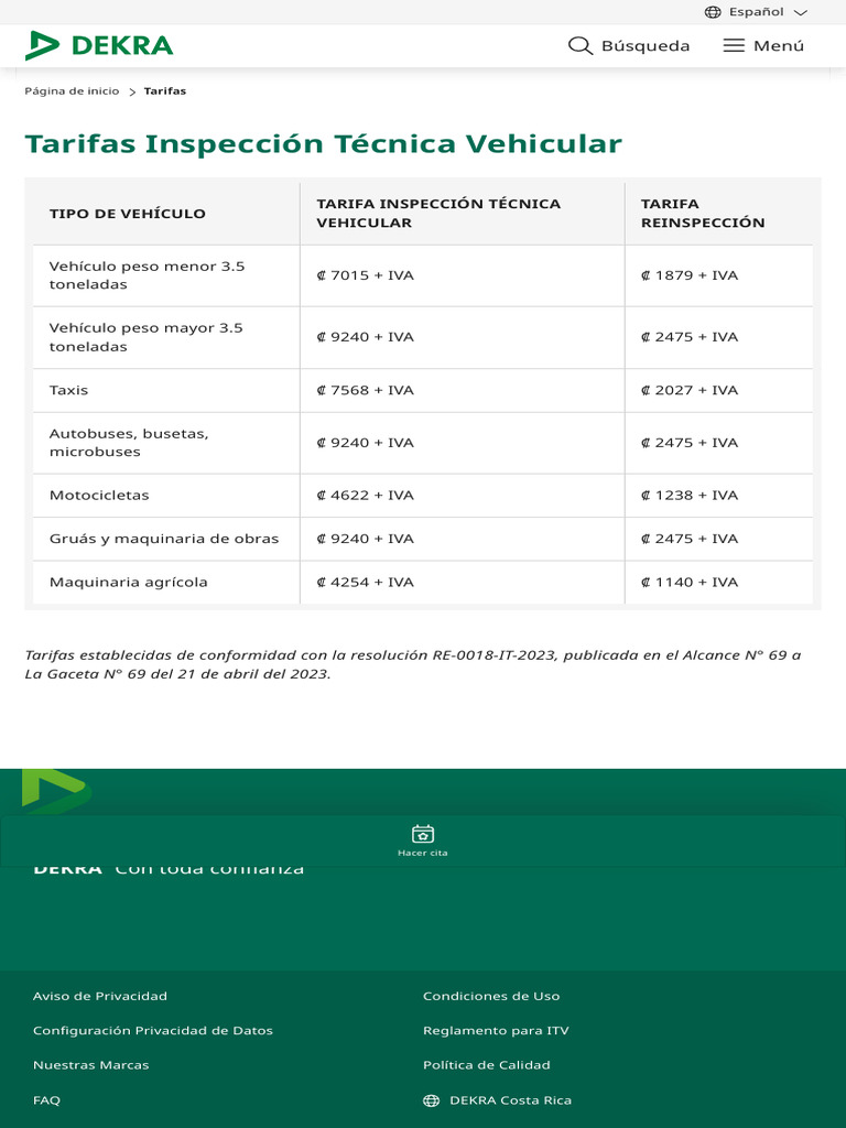 Dekra Inspection Cost
