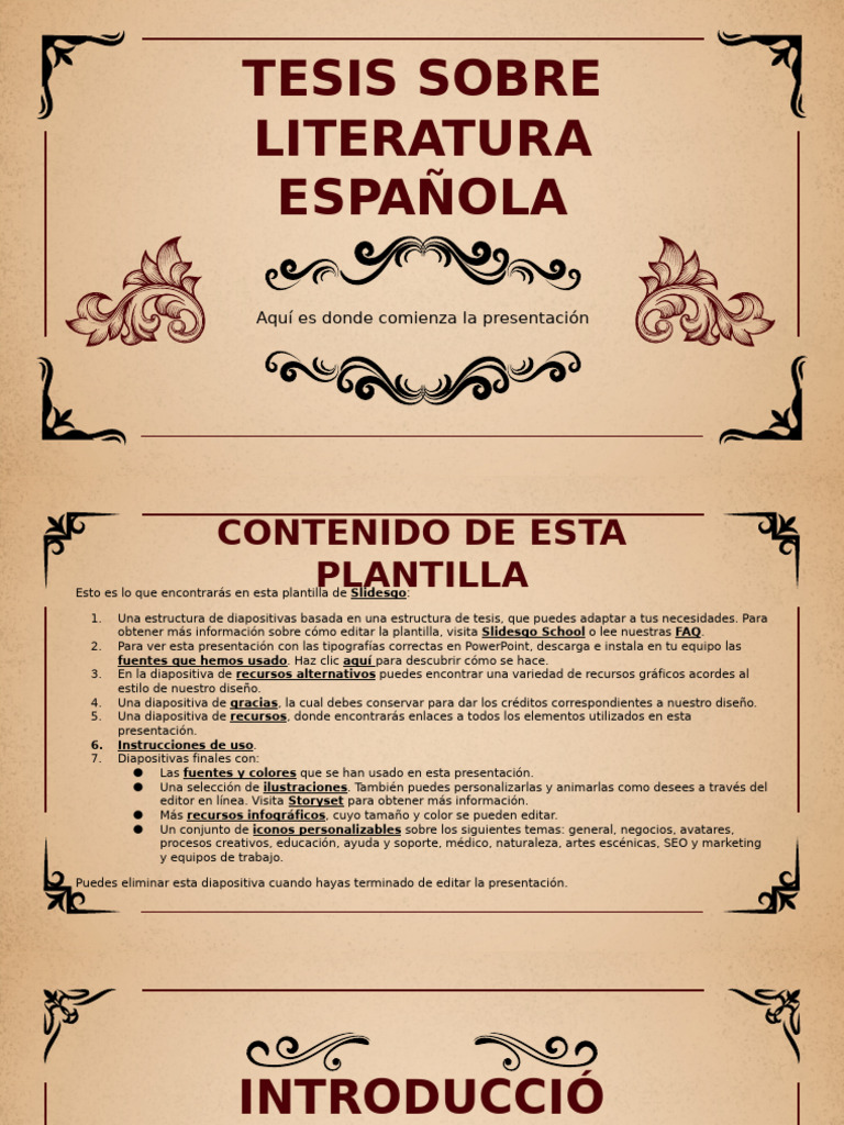 Spanish Literature Thesis by Slidesgo | PDF