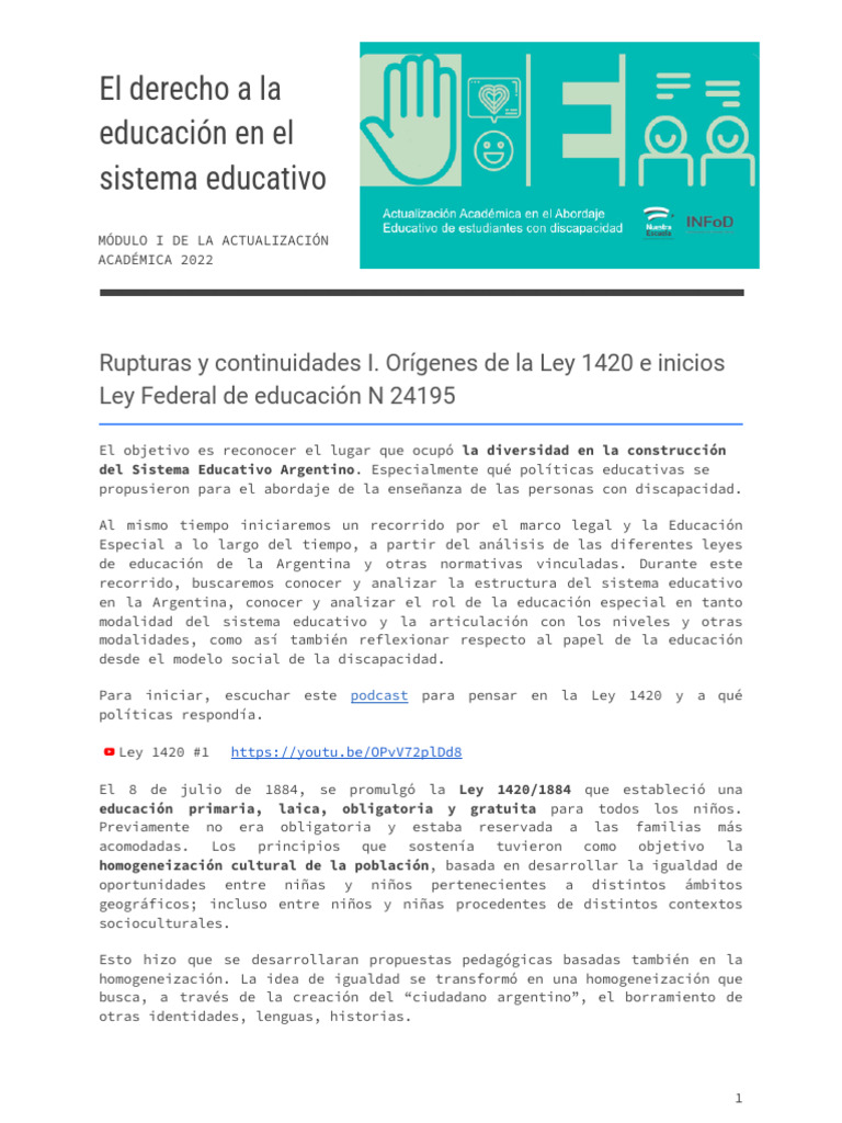 Derecho A La Educacion en El Sistema Educativo | PDF | Invalidez ...
