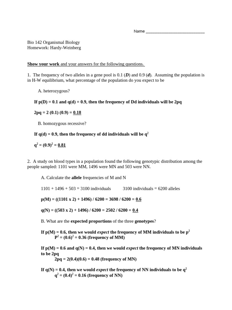 H-W Homework - Key | PDF