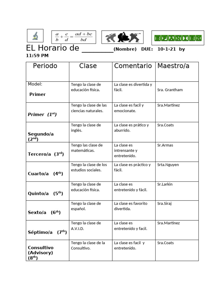 Spanish Scedule | PDF